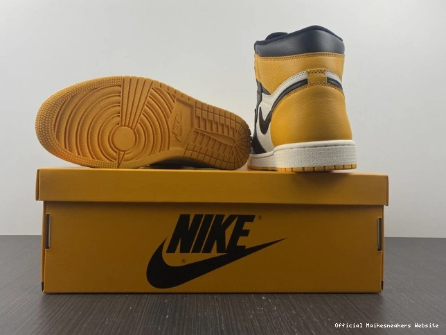 Official Maikesneakers High OG Yellow 1 Air Jordan Toe 555088-711 0810